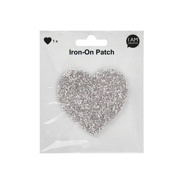 I AM CREATIVE Iron-On Patch 1214.12 Cur avec strass 3 pi&egrave;ces