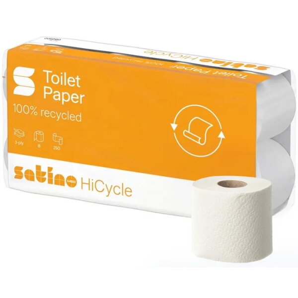 satino by wepa Toilettenpapier HiCycle, 3-lagig, hochweiss