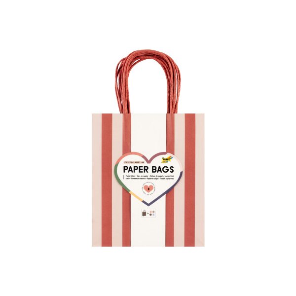 FOLIA Sacs en papier M 12x15cm 21825/8 Rayures classic, assor. 8 pcs.