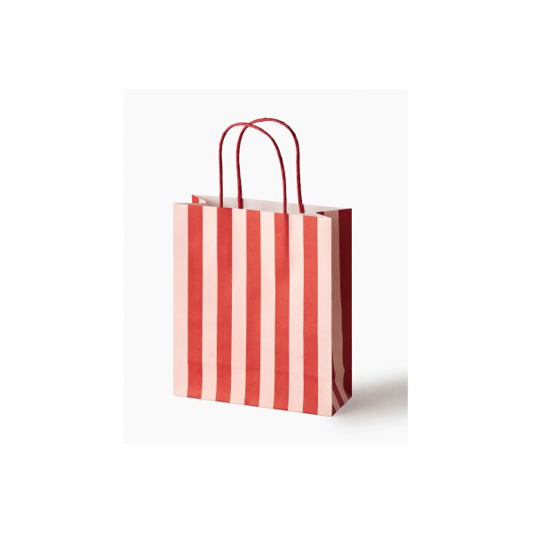 FOLIA Sacs en papier M 12x15cm 21825/8 Rayures classic, assor. 8 pcs.