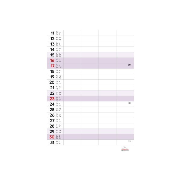 CALENDARIA Calendrier familial 2027 9783036205861 avec des animaux ML 21x27.9cm