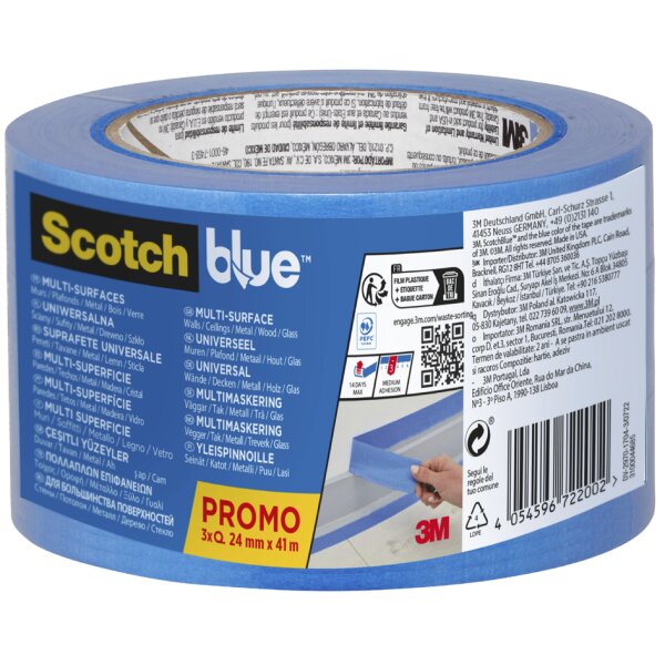 ScotchBlue Malerabdeckband "Multi-Surface", 24 mm x 41m, 3er