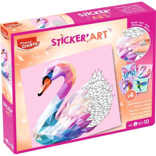 Maped Creativ Kleben nach Zahlen STICKERART, Elegante Wesen