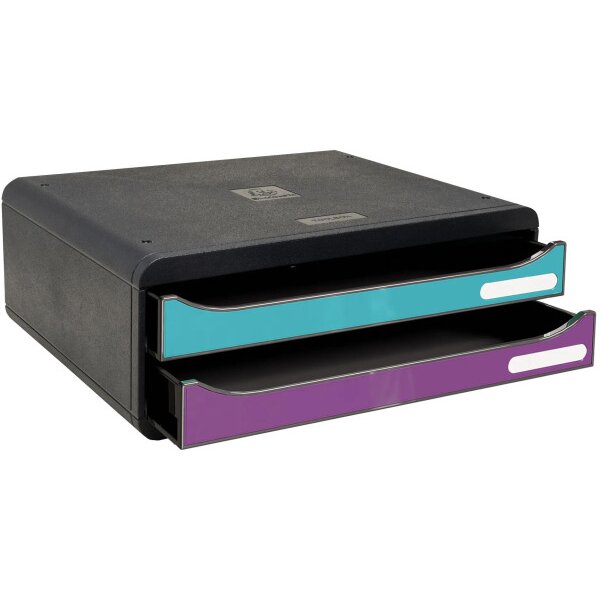 EXACOMPTA Schubladenbox Titan A4+ 316101D violett/t&uuml;rkis 2 Schubl.
