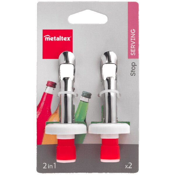 metaltex Bouchon &agrave; levier, inox, set de 2