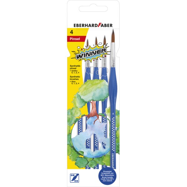 EBERHARD FABER Set de pinceaux synth&eacute;tiques WINNER, 4 pi&egrave;ces