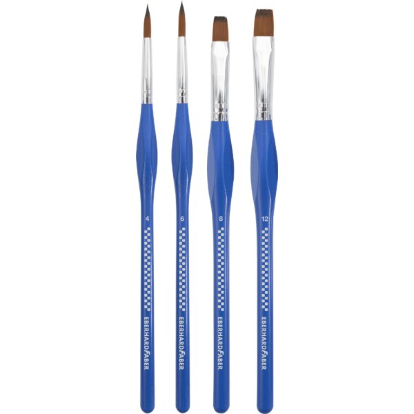 EBERHARD FABER Set de pinceaux synth&eacute;tiques WINNER, 4 pi&egrave;ces
