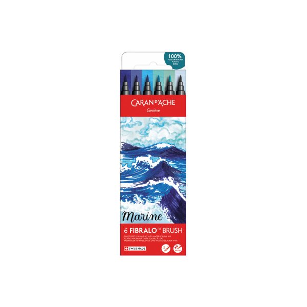CARAN DACHE Classic Fibralo Brush 0.5-5mm 186.805 Marine 6 pièces