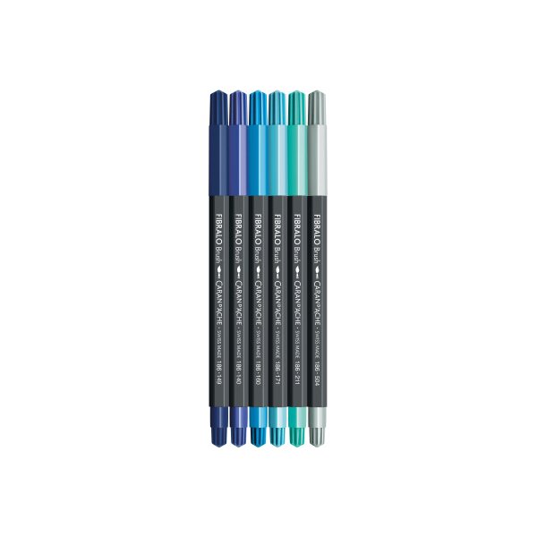 CARAN DACHE Classic Fibralo Brush 0.5-5mm 186.805 Marine 6 pièces