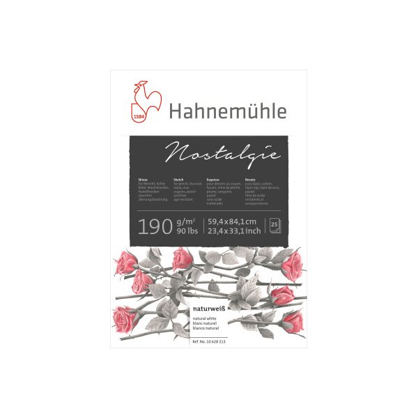HAHNEM&Uuml;HLE Skizzenblock Nostalgie A1 10628213 weiss, 190g 25 Blatt