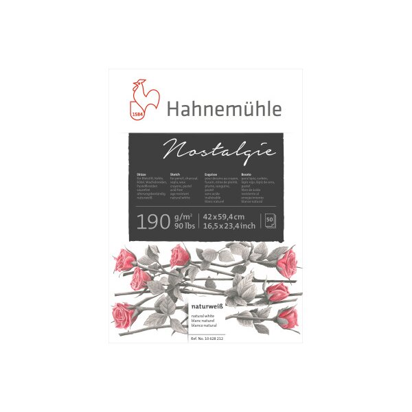 HAHNEM&Uuml;HLE Skizzenblock Nostalgie A2 10628212 weiss, 190g 50 Blatt
