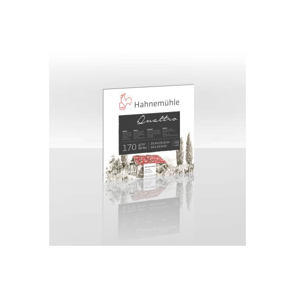 HAHNEM&Uuml;HLE Skizzenbl. Quattro 25.4x25.4cm 10628320 weiss, 170g 50 Blatt