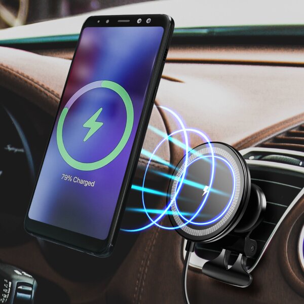 LogiLink Smartphone-KFZ-Magnethalter mit Ladefunktion, rund