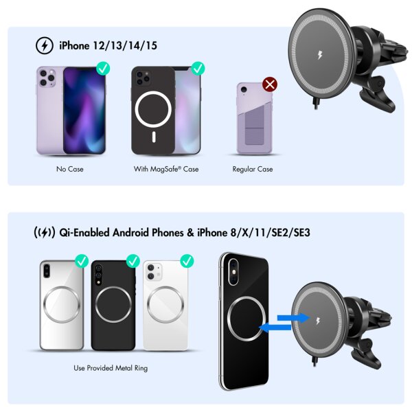 LogiLink Smartphone-KFZ-Magnethalter mit Ladefunktion, rund