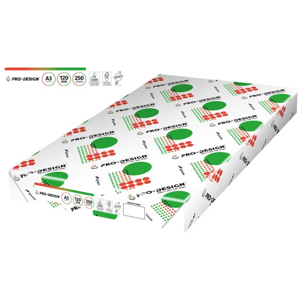 PRO-DESIGN Farblaserpapier hochweiss A3 120g - 1 Karton (1250 Blatt)