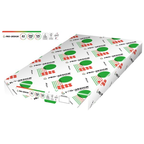PRO-DESIGN Farblaserpapier hochweiss A3 250g - 1 Karton (625 Blatt)