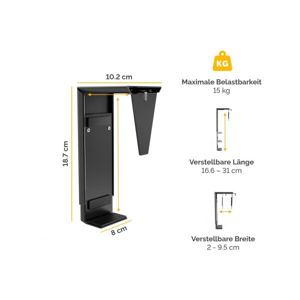 FELLOWES Thin Cli.Halterung untertisch 100136875 Schwarz