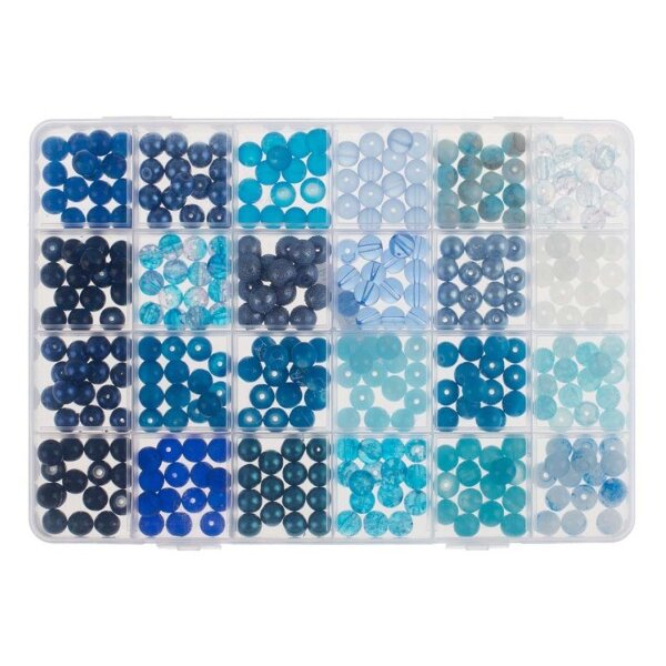 GLOREX Glasperlen Schmuckset 61630342 blau assortiert