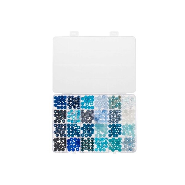 GLOREX Glasperlen Schmuckset 61630342 blau assortiert