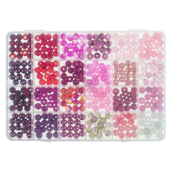 GLOREX Glasperlen Schmuckset 61630341 rot /pink assortiert
