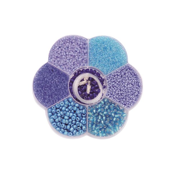 GLOREX Perlen Mix 61631012 blau assortiert