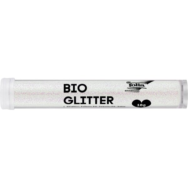 folia BIO Glitter, R&ouml;hrchen, 10 g, irisierend weiss