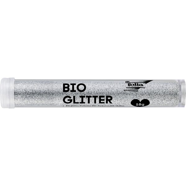 folia BIO Glitter, R&ouml;hrchen, 10 g, silber