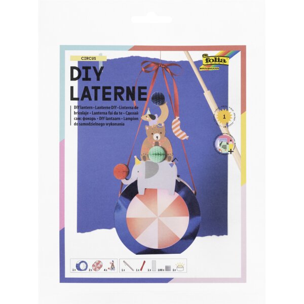 folia DIY Laternen-Bastelset circus, metallic-blau