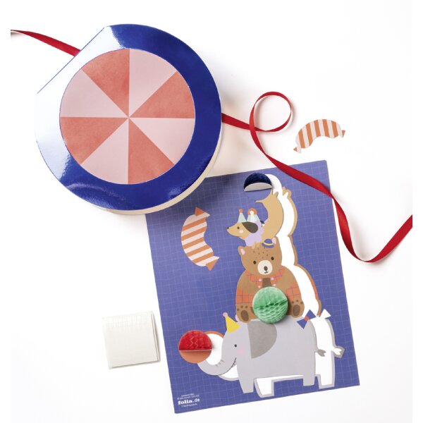folia DIY Laternen-Bastelset circus, metallic-blau
