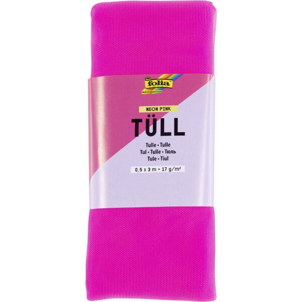 folia T&uuml;ll-Stoff, 500 mm x 3 m, neon-pink