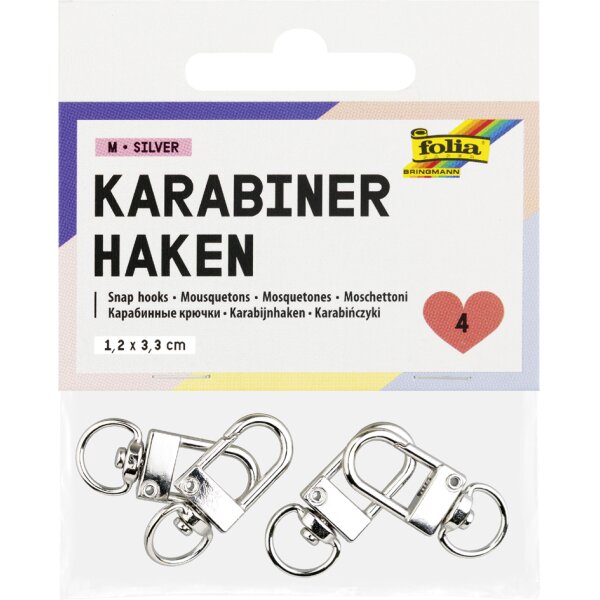 folia Karabinerhaken M, 12 x 33 mm, silber
