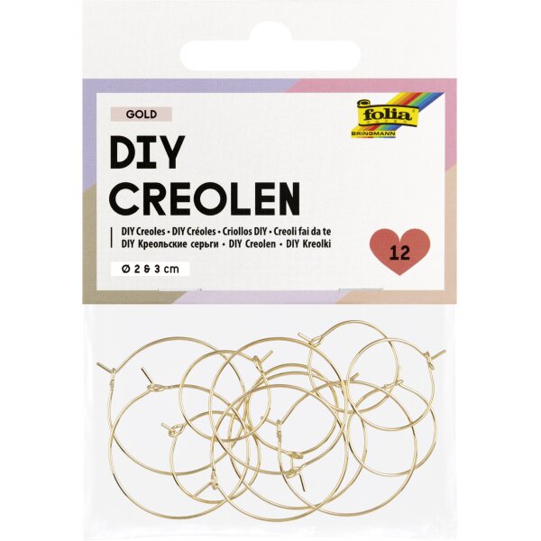 folia DIY Creolen, gold, Gr&ouml;ssen sortiert