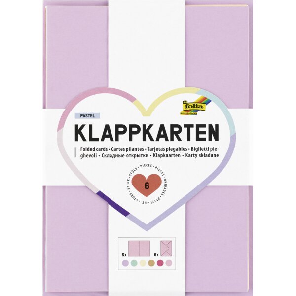 folia Klappkarten PASTEL, 105 x 148 mm, farbig sortiert