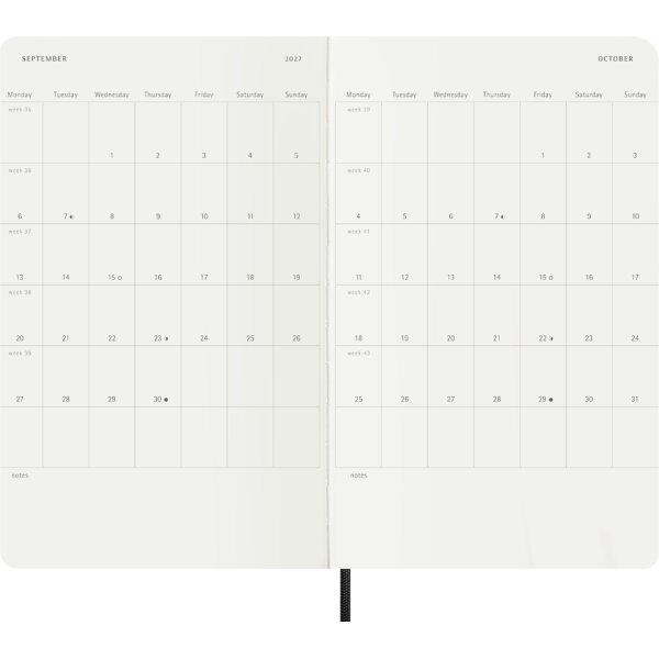 MOLESKINE Buchkalender 2027, Wochen, XL, Softcover, schwarz