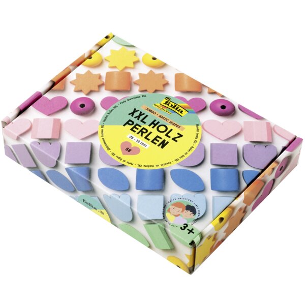 folia M&eacute;lange XXL de perle en bois BASIC SHAPES, Jumbobox