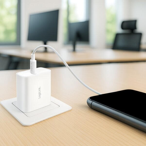 LogiLink USB-Steckdosenadapter, 1x USB-C (PD+QC3.0), 65 Watt