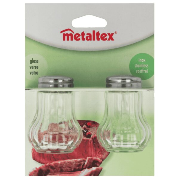 metaltex Salz- und Pfefferstreuer, Glas, 2er Set