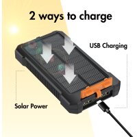 LogiLink Powerbank solaire, 10.000 mAh, 20 W, noir/orange