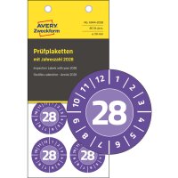 AVERY Zweckform Prüfplaketten, 2028, Vinyl, violett,...