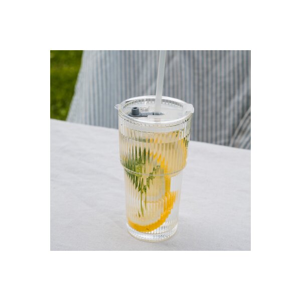 ESMEE Trinkglas 550ml 1000-1728 inkl. Deckel &amp; Strohhalm