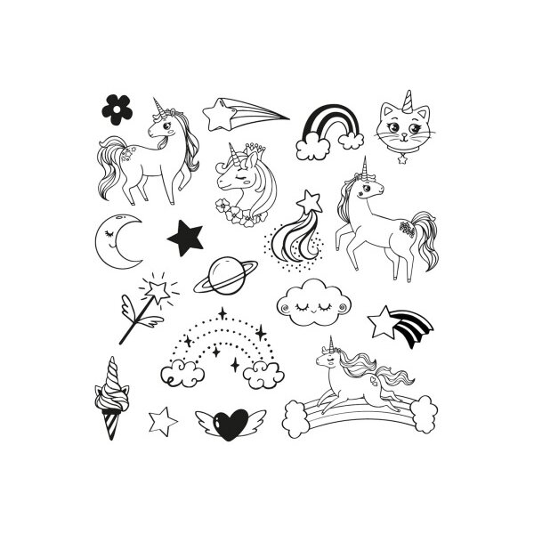 ALADINE Set de tampons 85180 Licorne 19 pi&egrave;ces