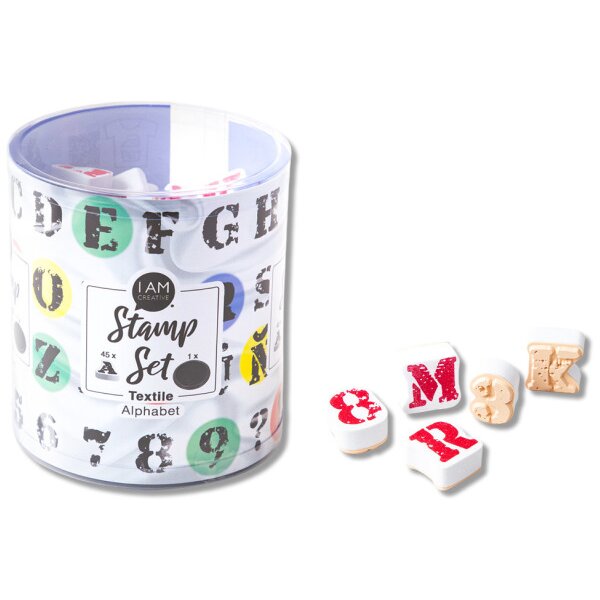 I AM CREATIVE Set de tampons pour textile 4093.07 Alphabet 46 pi&egrave;ces