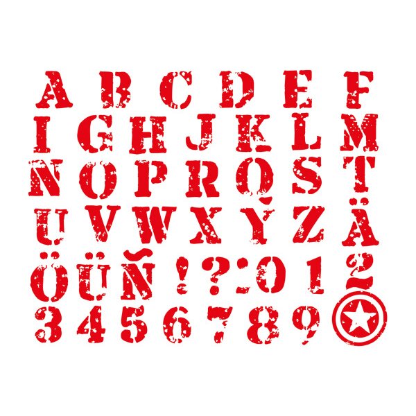 I AM CREATIVE Set de tampons pour textile 4093.07 Alphabet 46 pi&egrave;ces
