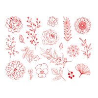 I AM CREATIVE Set de tampons pour textile 4093.06 Fleurs et feuilles 20 pièces