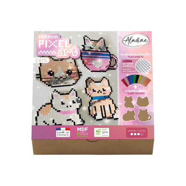 ALADINE Pixel Art Set Cats 85624 Spiegel-Mosaik 4 St&uuml;ck