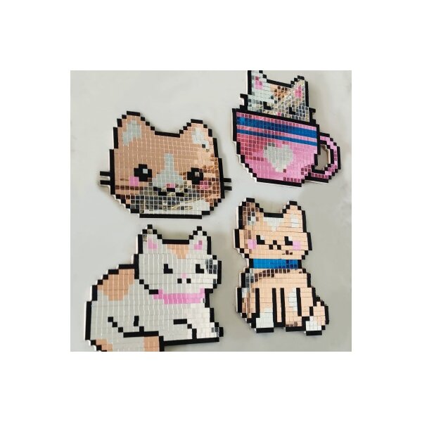 ALADINE Pixel Art Set Cats 85624 Spiegel-Mosaik 4 St&uuml;ck