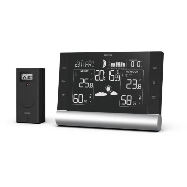 HAMA Wetterstation Black Line Plus 186418 schwarz, mit Sensor