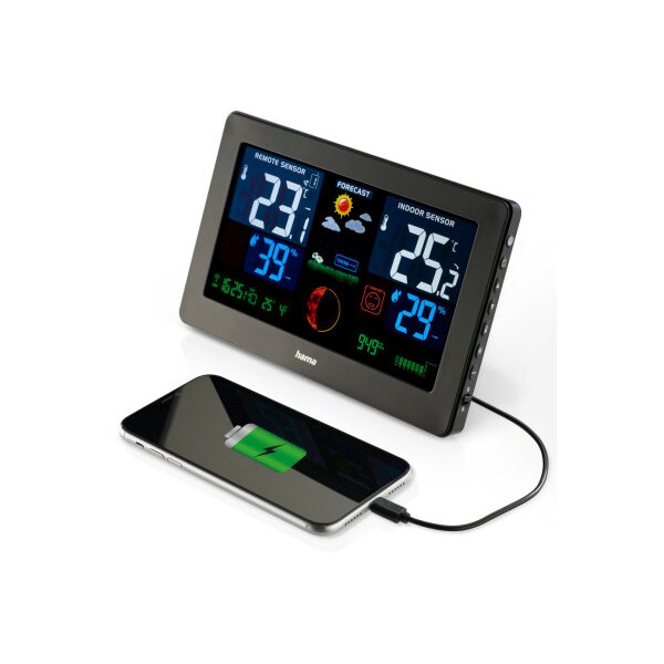 HAMA Wetterstation Premium 186380 schwarz, mit Sensor