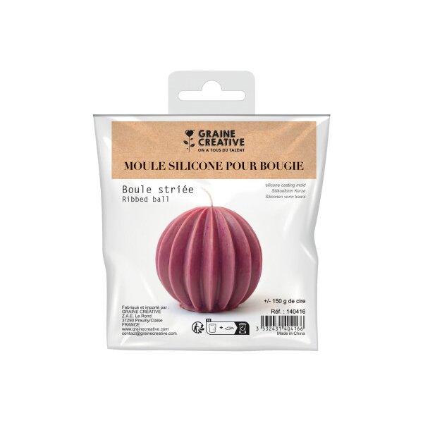 GRAINE CREATIVE Silikon-Kerzenform 8.6cm GC-140416 geriffelte Kugel