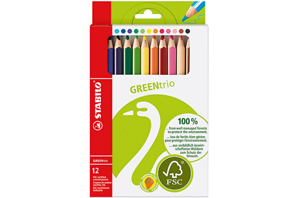 STABILO Crayon de couleur Green Trio 6203/12 12 couleurs étui